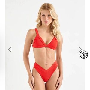 Vibrant Red Triangle Bikini Swimwear